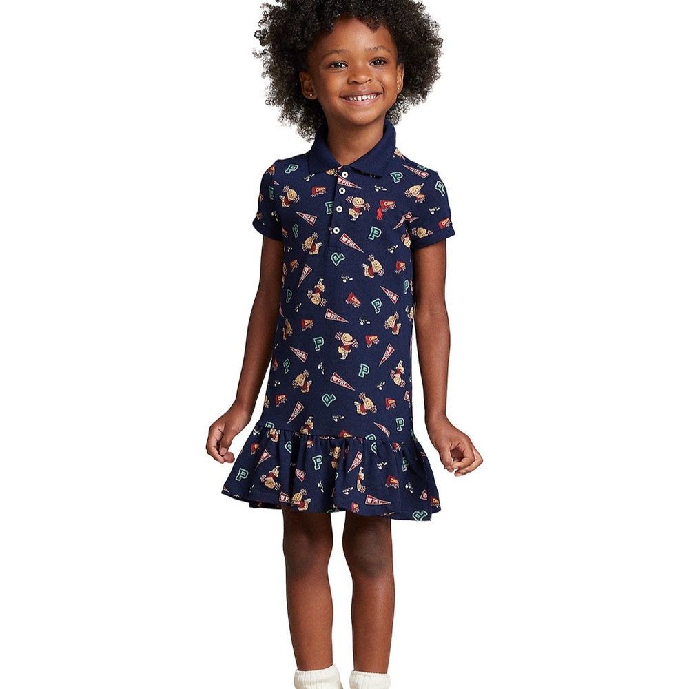 Ralph Lauren Dark Blue Polo Shirt with cheerleader bear print